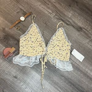 Lace floral cami crop top